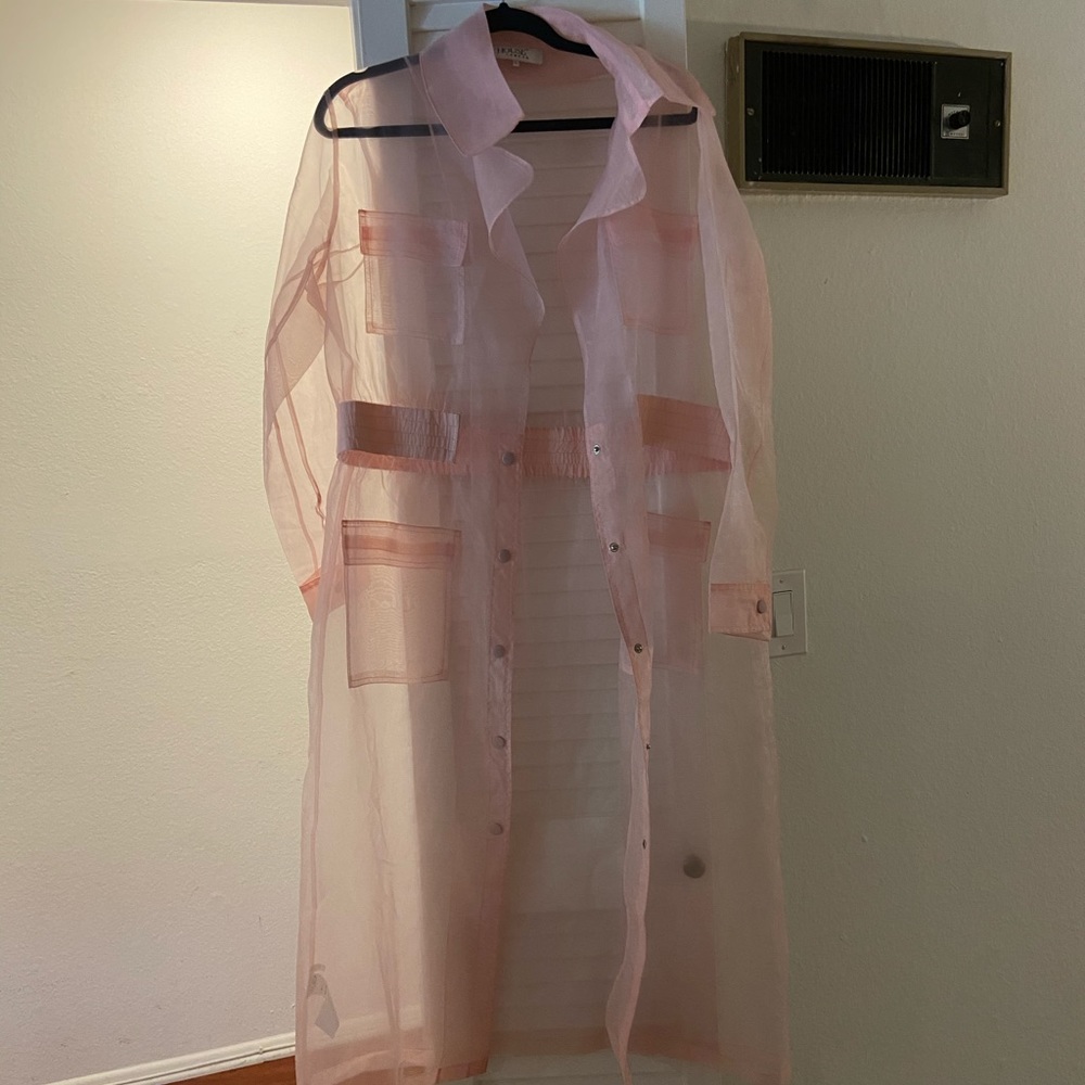 HOUSE OF CB PINK MESH TRENCH